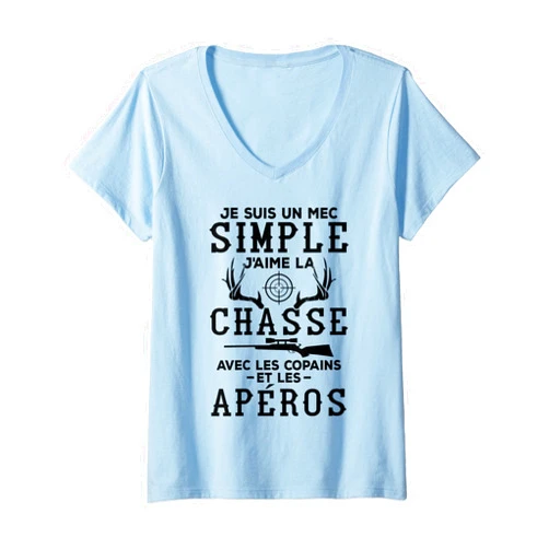 Humour de chasseur & Chasse aux sangliers Womens Chasse et apéro, cadeau pour chasseur de sanglier et gibier V-Neck T-Shirt