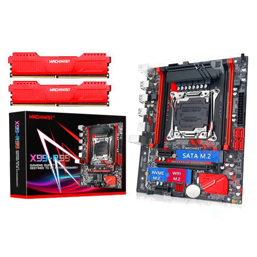 MACHINIST X99 Motherboard + (2x16GB) 32GB DDR4 RAM, LGA 2011-V3 Server Motherboard with 2133MHz (PC4-2133) CL15 DIMM Non-ECC 1.2V Desktop Memory (PCIe 3.0, Dual M.2, 4 Channel DDR4) for E5 V3/V4 RS9