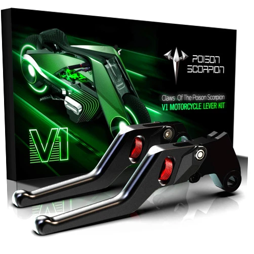 POISON SCORPION Black Motorcycle Brake Clutch Levers Wheel Adjustable Short Compatible with EX 650 EX650 17-23 | Z650 Z650RS Z900 17-23 | KLE650 15-23 | KLZ1000 15-19 | Vulcan S 650 15-23