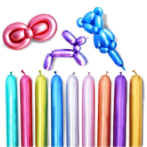 YRHHBYH Metallic 260Q Balloons Long Balloons for Balloon Animals 100PCS Multicolored Long Chrome Balloons Modeling Magic Balloons Twisting Making Shape DIY Long Latex Balloons for Birthday Party Decoration