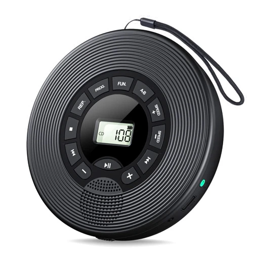 KOVCDVI Portable CD Player for Car Bluetooth CD Player with Speakers 1500mAh Rechargeable Battery Personal CD Players with Display Headphones Memory Function PROG Repeat Mode Supports USB MP3 AUX Play