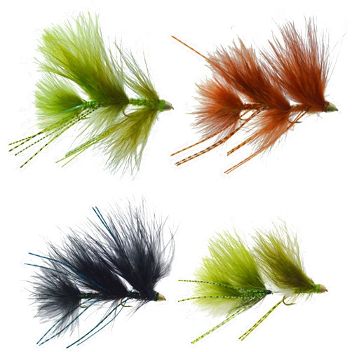 The Fly Fishing Place Circus Peanut Envy Articulated Streamers Sampler Assortment Trout Bass Fly Fishing Flies - Set of 4-4 Colors - Hook Size 6