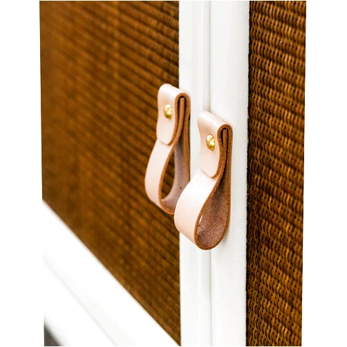 KEYAIIRA - Leather and Brass Drawer Pull - minimal furniture knobs modern kitchen handle pulls for cabinets farm house Scandinavian dresser hardware