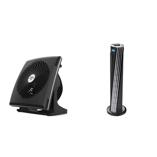 Vornado 573T Whole Room Air Circulator Fan and 143 Whole Room Air Circulator Tower Fan with Remote Control and Timer
