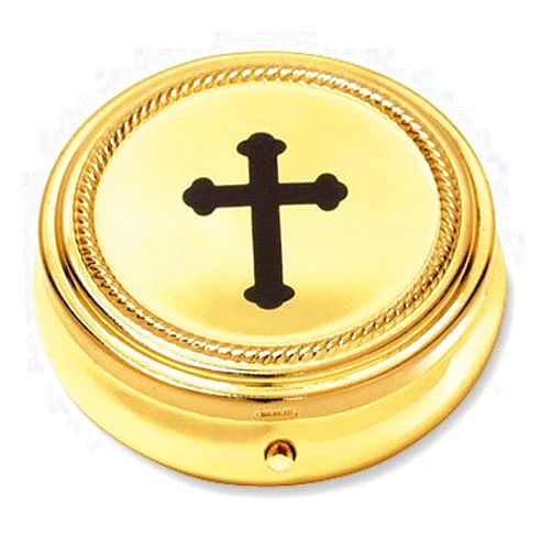Autom Catholic Budded Cross Gold Toned Pyx Case, 2 1/4 Inch (Original Version)