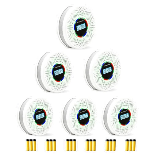 Yfwsrecinoe 6 Pack Upgraded Combination Smoke and Carbon Monoxide Alarm Detector, Dual Sensor Smoke Alarm&Carbon Monoxide Detector (Includes Battery)