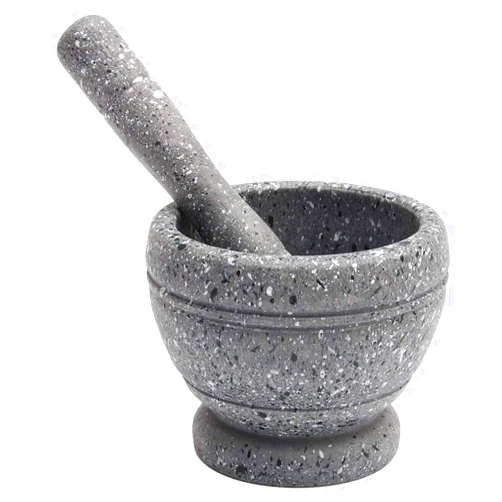 Kucoolou Classic Resin Mortar Pestle Set Guacamole Herbs Spice Grinder Bowl Food Mill Mixing Bowl Rod Kitchen Cooking Tools Supplies (Granite Texture)