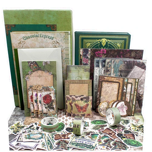Diuhofart Vintage Scrapbooking Supplies Kit, 185pcs Junk Journal Kit with Scrapbook Paper Sticker Aesthetic Notebook Scrapbook Kit, Art Craft DIY Gift for Adult Women