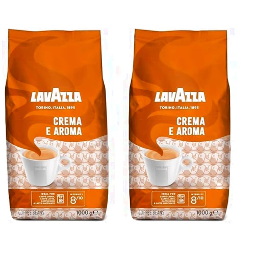 Lavazza Crema E Aroma Whole Bean Coffee Blend, 2.2-Pound Bag, Balanced medium roast with an intense, earthy flavor and long lasting crema, Non-GMO (Pack of 2)