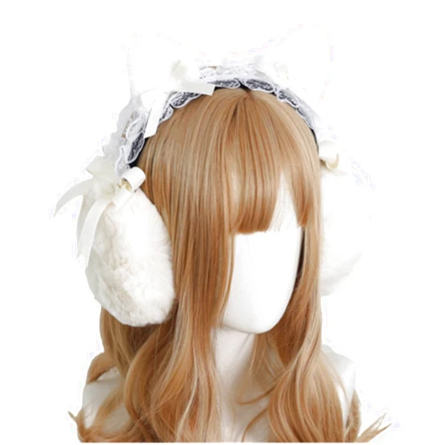 CoBtee Lolita Kawaii Cute Cat Ears Ear muffs Ear Warmers earmuff Outdoor For Women Girls Christmas Party Halloween (cat ear earmuff)