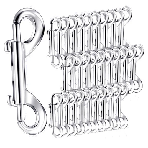 Aemygo 30 Pieces Double Ended Bolt Snaps Hooks, Aemygo 2.7 Inch Heavy Zinc Alloy Trigger Clips Metal Chain Clips Key Holder for Linking Dog Leash Feed Buckets Key Chain PET Sling