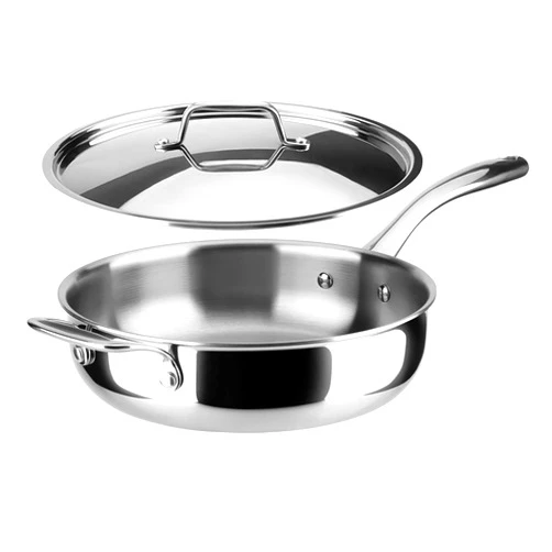Duxtop Whole-Clad Tri-Ply Stainless Steel Saute Pan with Lid, 3 Quart, Kitchen Induction Cookware