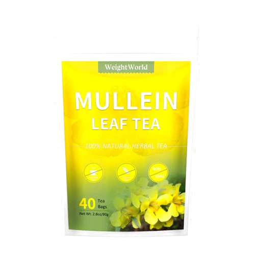 WeightWorld Mullein Leaf Tea Bags - Lungs Cleanse - Mullein Tea for Detox and Respiratory Support - Caffeine-Free - Non-GMO - 40 Tea Bags