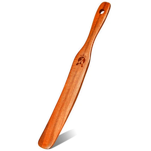 ICSTI Skinny Spurtle for Sourdough Starter, Mixing, Reaching Bottom of Jar, Dough Whisk, Natural from High Moist Resistance Teak, Spurtles Kitchen Tools Wooden Kitchen Utensils for NonStick Cookware