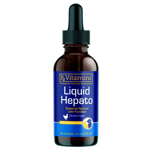 Rx Vitamins Liquid Hepato - Liquid Liver Support Supplement with Milk Thistle Extract - Hepatic Dog Supplement Enriched with Vitamin B Complex - Chicken Flavor (4oz)