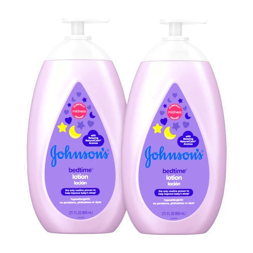 Johnson's Baby Johnson's Moisturizing Bedtime Baby Lotion with Coconut Oil & NaturalCalm Aromas to Help Relax Baby, Mild, Hypoallergenic & Paraben-, Phthalate- & Dye-Free, Twin Pack, 27.1 fl. oz, 2 Pack