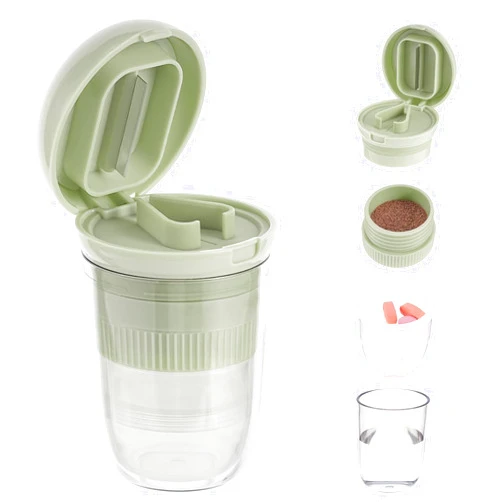 YuLohass 4 in 1 Pill Cutter Splitter - Tablet Cutters for Small or Large Pills, Pill Box Pill Splitter with Pill Case Storage Compartment, Pill Crusher Cut Pills in Half or 1/4 for Elderly and Pet (Green)