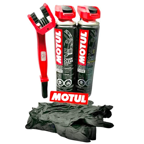 PROSTAR BRANDS Motul Motorcycle Chain Clean Lube Kit Complete MC Care System Race and Street and PROSTAR Grunge Brush