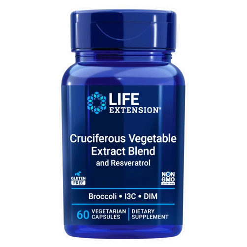 Life Extension Cruciferous Vegetable Extract & Resveratrol, Broccoli, Cabbage, resveratrol, Supports Cellular Protection, Gluten-Free, Non-GMO, Vegetarian, 60 Capsules