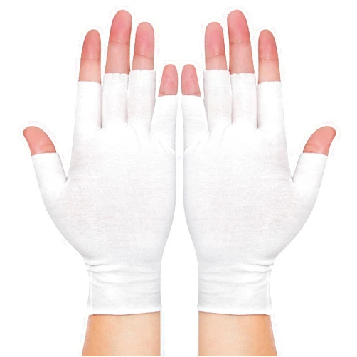 PKRFCJ 4 Pairs White Fingerless Gloves, Cotton Moisturizing Gloves for Women, Cut 5 Fingertips, Soft and Comfortable, for Dry Hands Sleeping Hand Spa Treatment