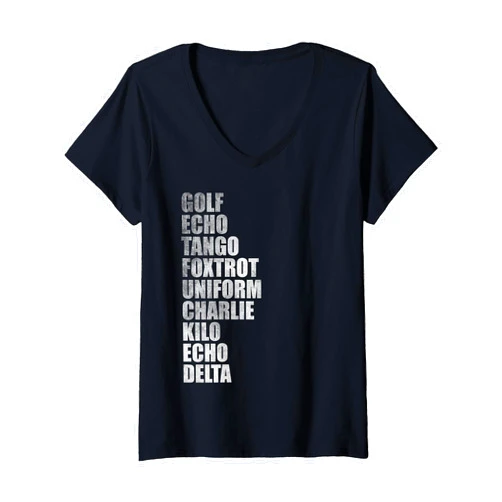 Golf echo tango foxtrot uniform charlie kilo tees Womens Golf echo tango foxtrot uniform charlie kilo echo delta V-Neck T-Shirt