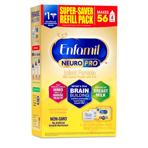 Mead Johnson & Company Enfamil NeuroPro Baby Formula, Brain and Immune Support with DHA, Iron and Prebiotics, Infant formula inspired by Breast Milk, Non-GMO, Refill box, 31.4 Oz