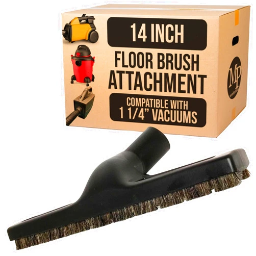 MP Maresh Products Vacuum Brush Attachment for Hardwood and Bare Floors or Walls - Wall Brush for Cleaning with Natural Horse Hair Bristles - 1 1/4 Inch Female ID Connection - 14-Inch with Wheels