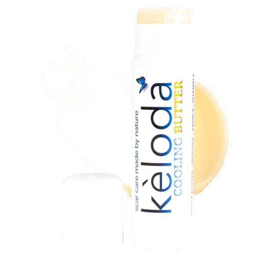 KELODA Scar & Keloid Removal Butter Stick with Menthol, Cooling Balm for Painful, Irritated & Itching Scars & Keloids from Piercings & Burn, With Cocoa, Shea Cream Butter, Coconut & Jojoba Oil