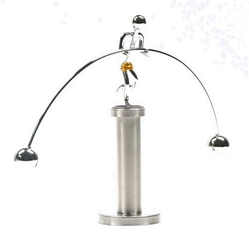 Sunnytech Steel Balance Physics Toy Weightlifter Kinetic Art Balance Toy Balancing Decompressive Science Home Office Toy for Desk Decor WJ020