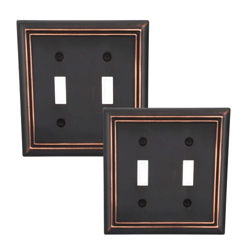 DEWENWILS Double Toggle Wallplates, Aged Bronze Light Switch Covers, Heavy Duty Matel Material, Pack of 2