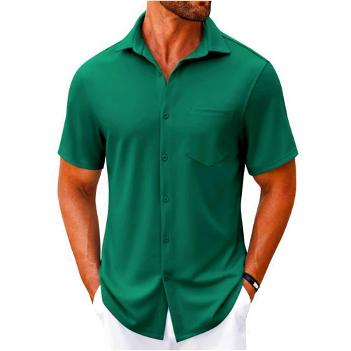 COOFANDY Mens Casual Button Down Shirt Untucked Short Sleeve Strech Wrinkle Free Dress Shirts