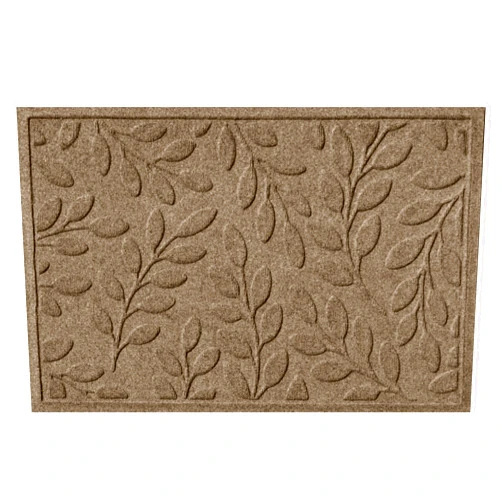 Bungalow Flooring Waterhog Door Mat, 2' x 3', Made in USA, Durable and Decorative Floor Covering, Skid Resistant, Indoor/Outdoor, Water-Trapping, Brittney Leaf Design, Camel