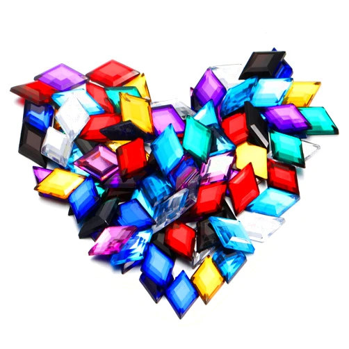 Tondiamo 100 Pcs Flat Back Diamond Acrylic Crystal Rhinestones Plastic Gems for Bedazzling Acrylic Jewels for Jewelry Making Costume Cosplay Embellishments, 0.43 x 0.71 Inch