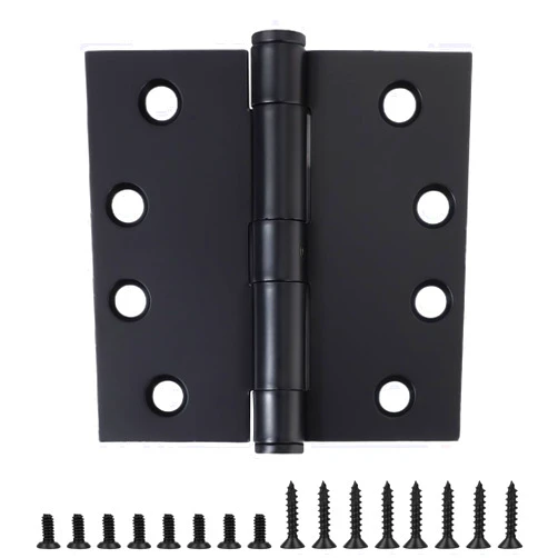 TDCHINGES 2 Pack 4.5 Inch Heavy Duty Hinges Black Square Corner Commercial Door Hinges 4-1/2 x 4-1/2 Industrial Grade Hinge Full Mortise Interior/Exterior Hinge for Doors Residential Office Cafe Garage