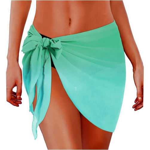 CHICGAL Swimsuit Coverups for Women Sarong Beach Bikini Wrap Sheer Short Skirt Chiffon Scarf for Swimwear
