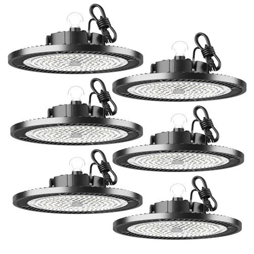ELEKICO UFO Led High Bay Light 150W 5000K Shop Lights 21000Lm Daylight with Plug, UFO High Bay Lights for Garage Warehouse Workshop Factory Barn Logistics Center 6 Pack