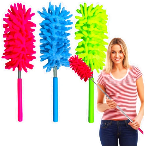 M-jump 3 Pack Retractable Long-Reach Washable Duster for Cleaning, Microfiber Hand Duster Brush with Telescoping Pole for Cleaning Car, Window, Furniture, Office