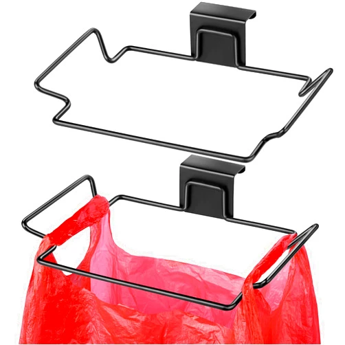 HNYYZL Trash Bag Holder, HNYYZL 2 Pack Trash Bag Holder for Cabinet Door and Cupboards, Stainless Steel, Black， Plastic Bag Holder under Sink, Use for Kitchen, Bathroom, Camper, Rv
