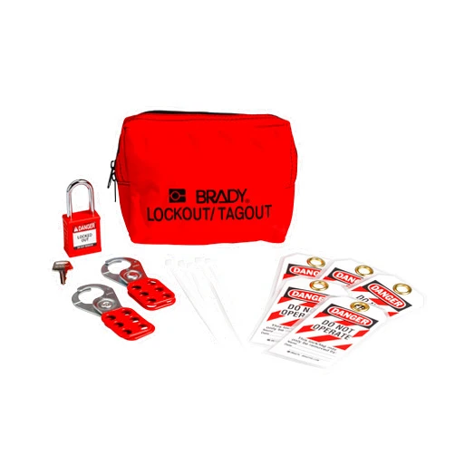 BRADY Electrical Lockout Tagout Kit with Hasps, Loto Tags, 1 Red Safety Padlock | Electrical Lock Out Tag Out Kit - 153668