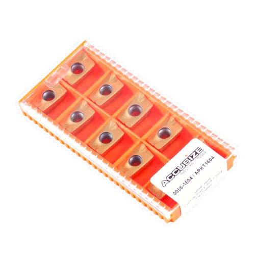 Accusize Industrial Tools Tin Coated APKT1604 Carbide Inserts, Set of 10 Pieces, 0056-1604x10
