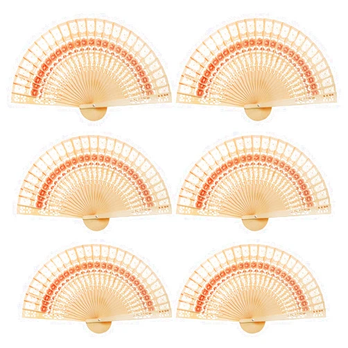 Wobe 60 Pack Sandalwood Fans- Baby Shower Gifts Wedding Favors, Hand Held Folding Fans Wooden Openwork Personal Handheld Folding Fans for Wedding Party Home Decorations Birthday Gift (Sunflower)