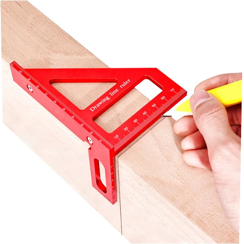 DRAXZOR 3D Multi-Angle Measuring Ruler, Precision 45/90 Degree Woodworking Square, Aluminum Alloy Miter Triangle Ruler and Layout Measuring Tool for Engineer, Carpenter, Construction Use, Metric