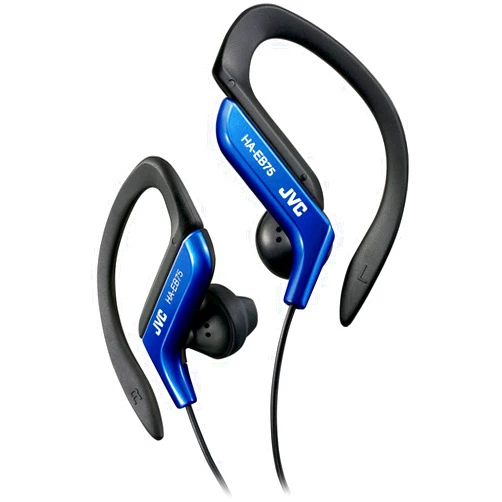 JVC Clip Style Headphone Blue Lightweight and Comfortable Ear Clip. Splash Proof Water resistant Powerful Sound with Bass Boost JVC HAEB75BA