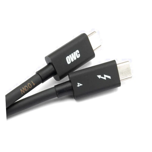 OWC Thunderbolt 4 Cable, Thunderbolt Certified, 2.0 Meter (6.56 ft.), 40 Gb/s Data Transfer, 100W Power Charging, Compatible with Thunderbolt 4, Thunderbolt 3, USB-C, and USB4 Devices, Black