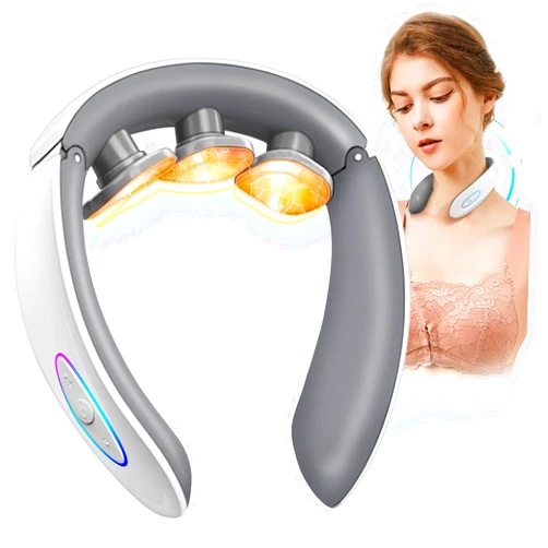 Pawfan Electric Pulse Neck Massager for Pain Relief with Heat 6 Modes 9 Levels Cordless Deep Tissue Trigger Point Neck Relax Massager for Women Men Gifts (FSA or HSA Eligible)