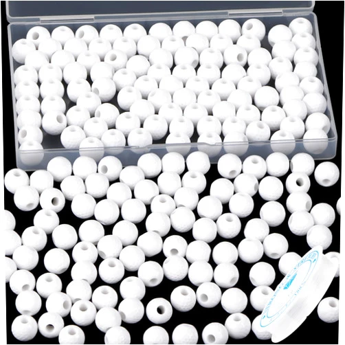 EVERMARKET 100pcs Golf Ball Beads with 5.5 Yard Elastic Rope,Acrylic Sports Beads DIY Spacer Bead for Necklace Bracelet Keychains Handmade Jewelry Making Accessories Craft Supplies,12mm (Golf)