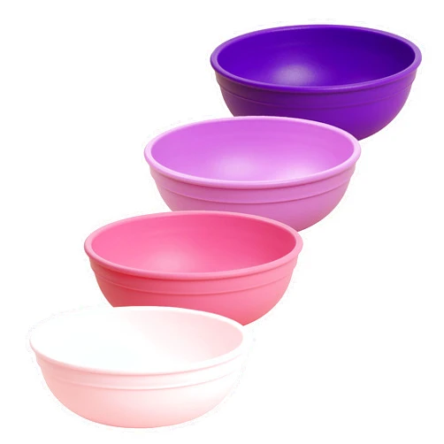 Re-Play Made in USA 20 Oz. Reusable Plastic Bowls, Set of 4 - Dishwasher and Microwave Safe Bowls for Snacks, Cereals, and Everyday Dining - Toddler Bowl Set 5.75