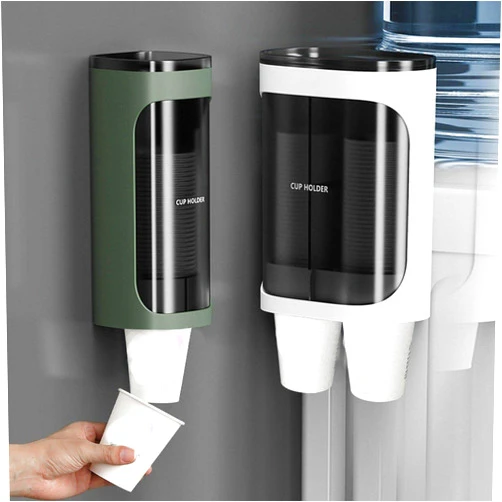 Ayfes Disposable Cup Holder, Automatic Cup Dispenser, Water Dispenser, Paper Cup Holder, Wall Mounted, Household Non-Perforated Storage Rack