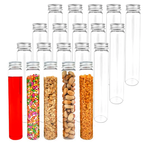 Berenti 20 PCS Plastic Test Tubes with Caps (115 ml) - 1.2×7.4 Inches/30×188 mm Gumball Tubes as Storage Containers for Candy, Beads, Powder – Clear Test Tube for Sample Testing, Home & Party Décor