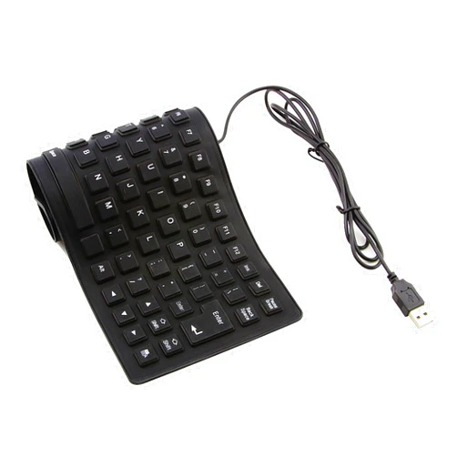 Gabongcui Foldable Silicone Keyboard Wired Portable Ultra Slim Flexible Rollup USB Wired Keyboard Waterproof Dustproof Pocket Size 85 Keys Soft Touch Keyboard for Laptop Tablet PC Notebook Desktop (Black)